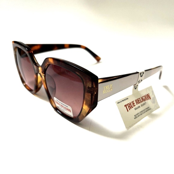 New Original TRUE RELIGION Geometric Sunglasses Oversized White Tortoise Shell main image 6
